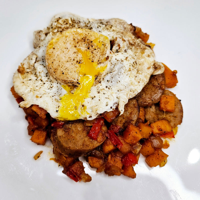 Honey BBQ Sausage & Sweet Potato Hash